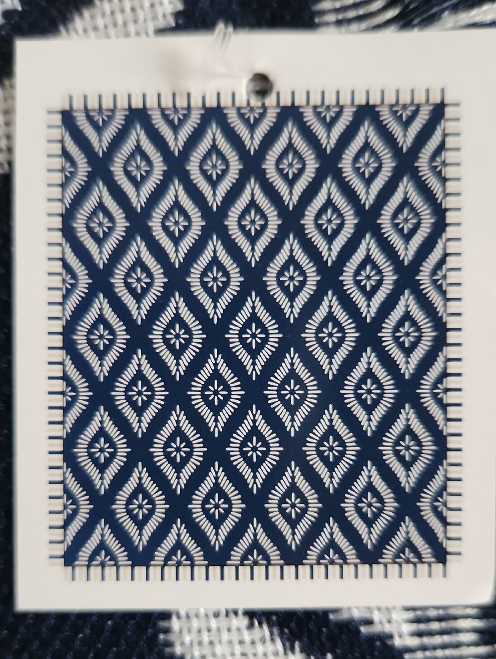 Bamboo Throw Blanket Navy Blue With Geometric Starburst Pattern 50x60